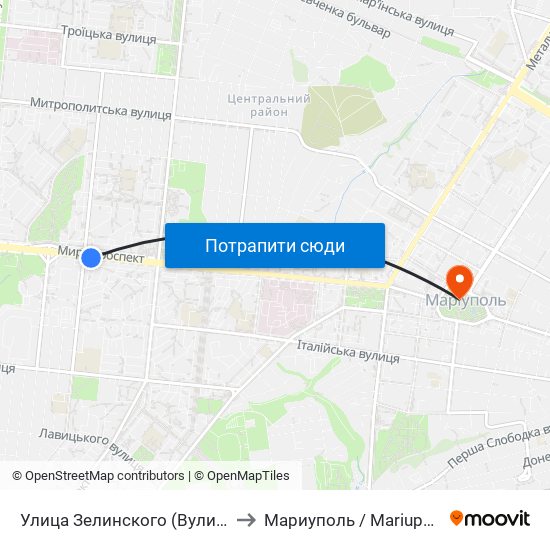 Улица Зелинского (Вулиця Зелінського) to Мариуполь / Mariupol (Маріуполь) map