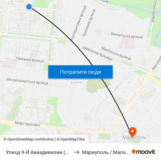 Улица 9-Й Авиадивизии (Вулиця 9-Ї Авіадивізії) to Мариуполь / Mariupol (Маріуполь) map