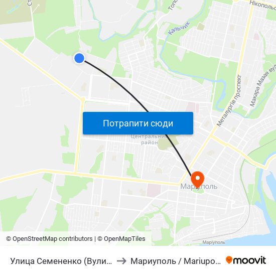 Улица Семененко (Вулиця Семененка) to Мариуполь / Mariupol (Маріуполь) map