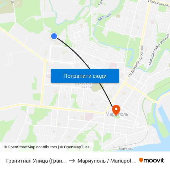 Гранитная Улица (Гранітна Вулиця) to Мариуполь / Mariupol (Маріуполь) map