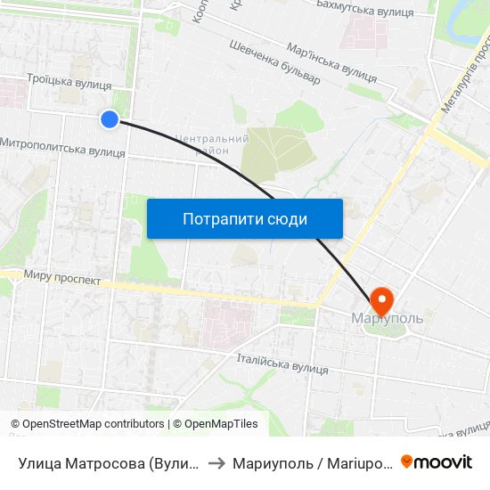 Улица Матросова (Вулиця Матросова) to Мариуполь / Mariupol (Маріуполь) map