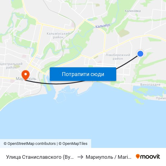 Улица Станиславского (Вулиця Станіславського) to Мариуполь / Mariupol (Маріуполь) map