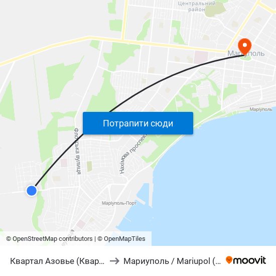 Квартал Азовье (Квартал Азов'Я) to Мариуполь / Mariupol (Маріуполь) map