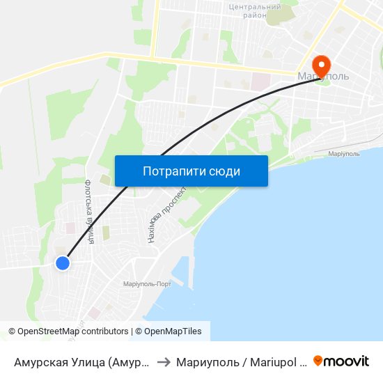 Амурская Улица (Амурська Вулиця) to Мариуполь / Mariupol (Маріуполь) map