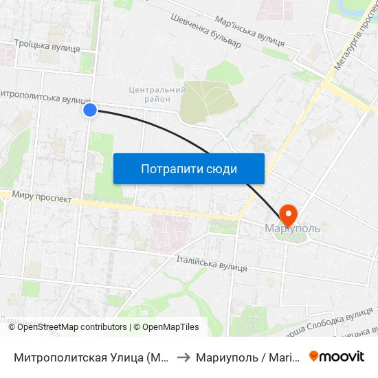 Митрополитская Улица (Митрополитська Вулиця) to Мариуполь / Mariupol (Маріуполь) map