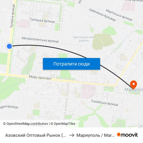 Азовский Оптовый Рынок (Азовський Оптовий Ринок) to Мариуполь / Mariupol (Маріуполь) map