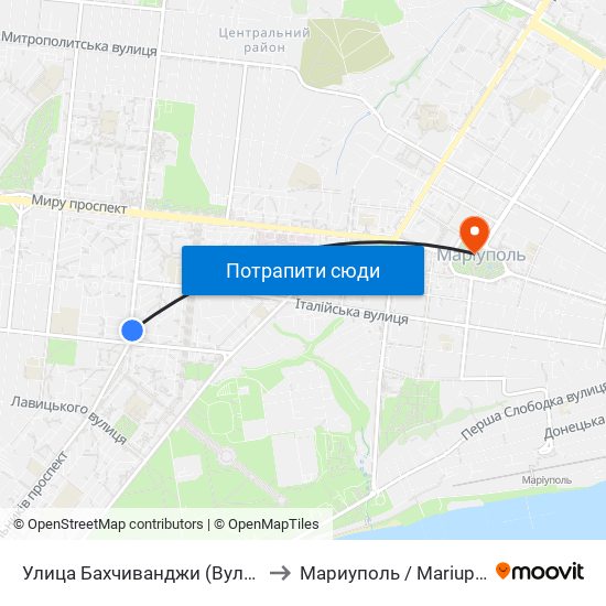 Улица Бахчиванджи (Вулиця Бахчиванджи) to Мариуполь / Mariupol (Маріуполь) map