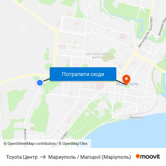 Toyota Центр to Мариуполь / Mariupol (Маріуполь) map