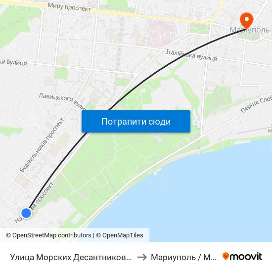 Улица Морских Десантников (Вулиця Морських Десантників) to Мариуполь / Mariupol (Маріуполь) map