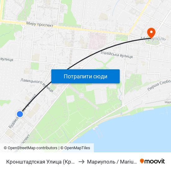 Кронштадтская Улица (Кронштадтська Вулиця) to Мариуполь / Mariupol (Маріуполь) map