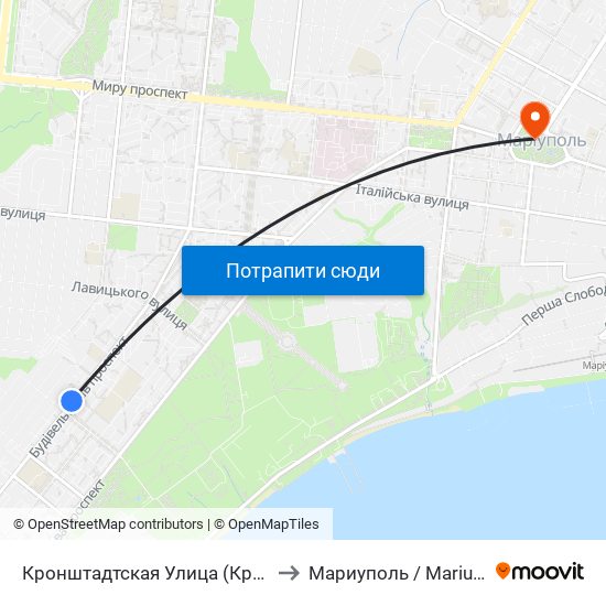 Кронштадтская Улица (Кронштадтська Вулиця) to Мариуполь / Mariupol (Маріуполь) map