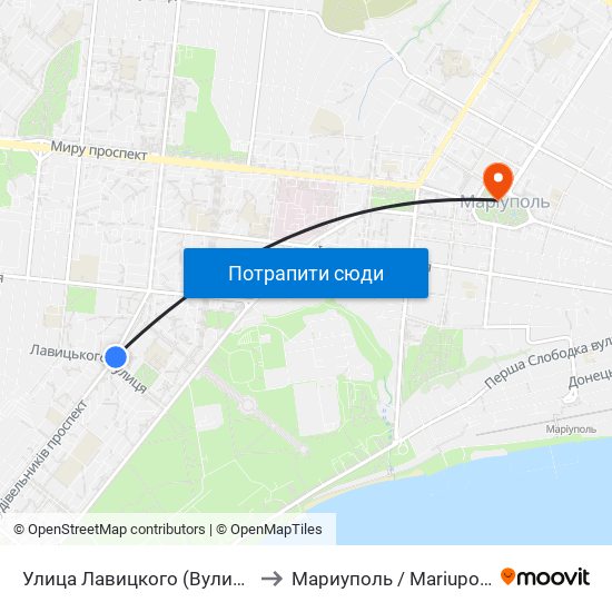 Улица Лавицкого (Вулиця Лавицького) to Мариуполь / Mariupol (Маріуполь) map