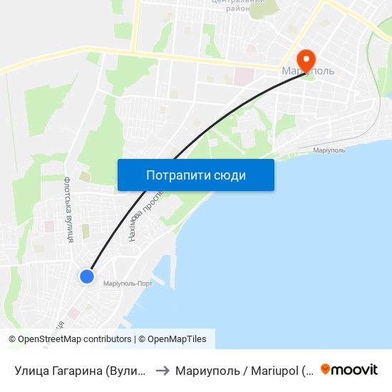 Улица Гагарина (Вулиця Гагаріна) to Мариуполь / Mariupol (Маріуполь) map