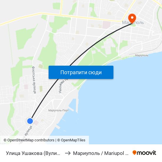 Улица Ушакова (Вулиця Ушакова) to Мариуполь / Mariupol (Маріуполь) map