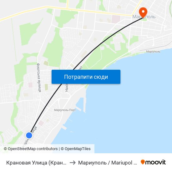 Крановая Улица (Кранова Вулиця) to Мариуполь / Mariupol (Маріуполь) map