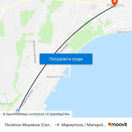 Посёлок Моряков (Селище Моряків) to Мариуполь / Mariupol (Маріуполь) map