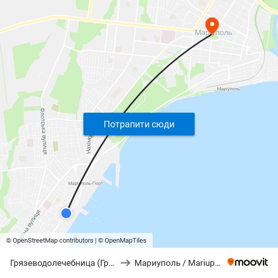 Грязеводолечебница (Грязеводолікарня) to Мариуполь / Mariupol (Маріуполь) map