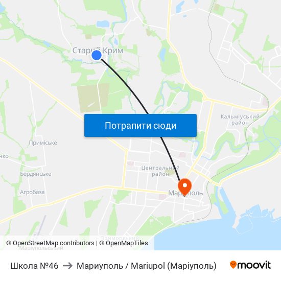 Школа №46 to Мариуполь / Mariupol (Маріуполь) map