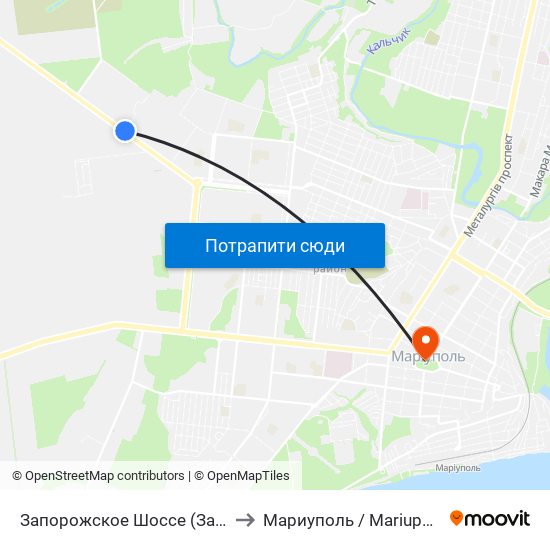 Запорожское Шоссе (Запорізьке Шосе) to Мариуполь / Mariupol (Маріуполь) map