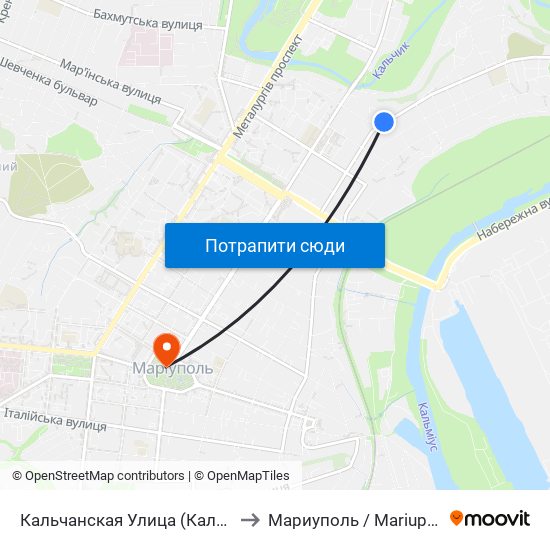 Кальчанская Улица (Кальчанська Вулиця) to Мариуполь / Mariupol (Маріуполь) map