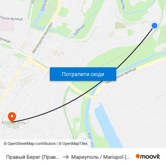 Правый Берег (Правий Берег) to Мариуполь / Mariupol (Маріуполь) map