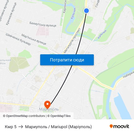 Кмр 5 to Мариуполь / Mariupol (Маріуполь) map