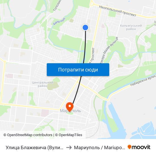 Улица Блажевича (Вулиця Блажевича) to Мариуполь / Mariupol (Маріуполь) map