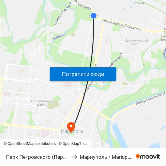 Парк Петровского (Парк Петровського) to Мариуполь / Mariupol (Маріуполь) map