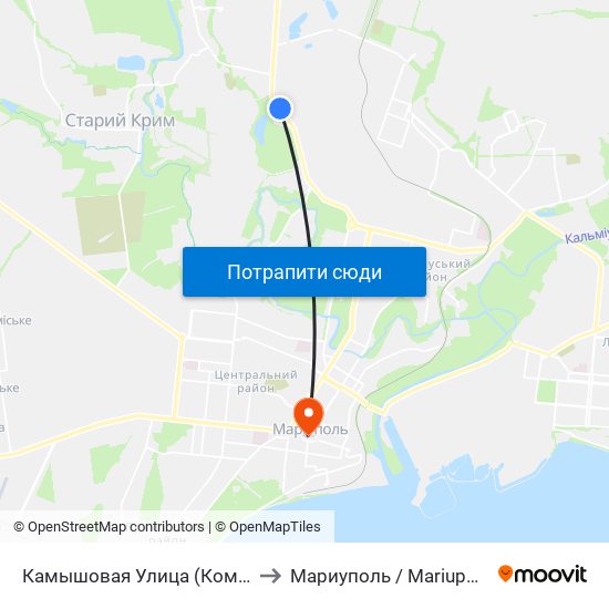 Камышовая Улица (Комишова Вулиця) to Мариуполь / Mariupol (Маріуполь) map