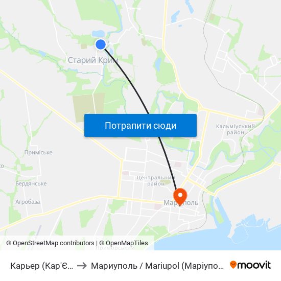 Карьер (Кар'Єр) to Мариуполь / Mariupol (Маріуполь) map