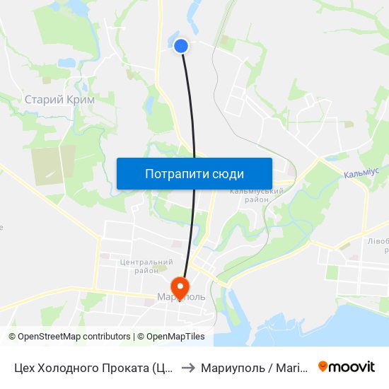 Цех Холодного Проката (Цех Холодного Прокату) to Мариуполь / Mariupol (Маріуполь) map