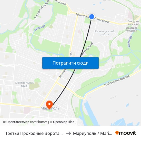 Третьи Проходные Ворота (Треті Прохідні Ворота) to Мариуполь / Mariupol (Маріуполь) map