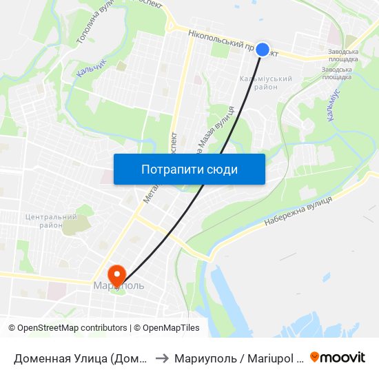 Доменная Улица (Доменна Вулиця) to Мариуполь / Mariupol (Маріуполь) map