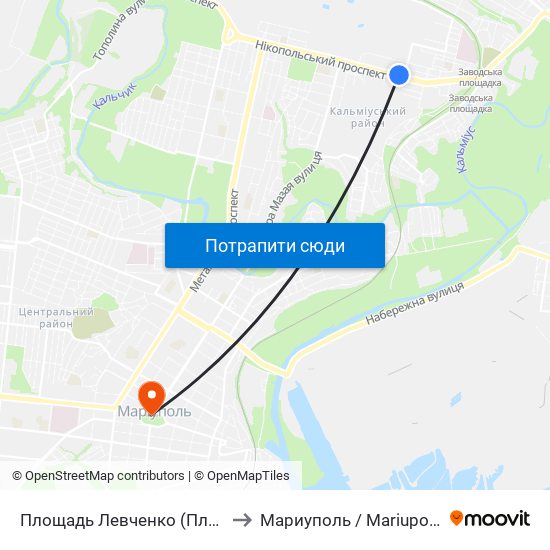 Площадь Левченко (Площа Левченка) to Мариуполь / Mariupol (Маріуполь) map