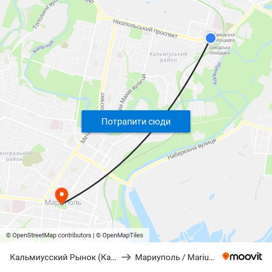 Кальмиусский Рынок (Кальміуський Ринок) to Мариуполь / Mariupol (Маріуполь) map