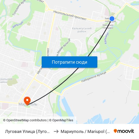 Луговая Улица (Лугова Вулиця) to Мариуполь / Mariupol (Маріуполь) map