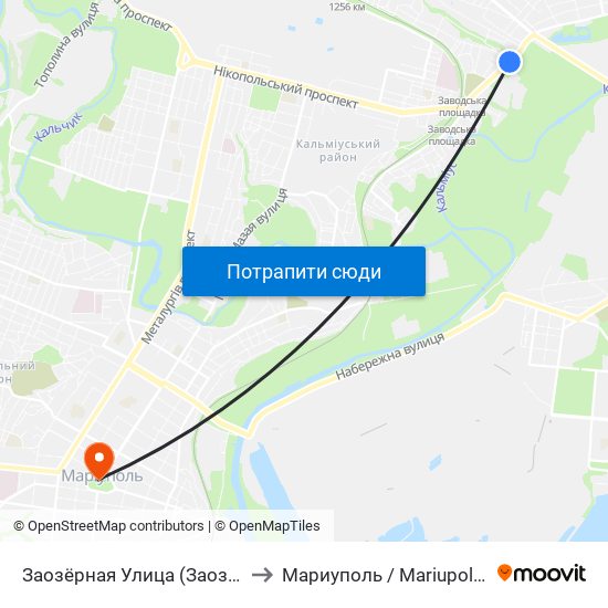 Заозёрная Улица (Заозерна Вулиця) to Мариуполь / Mariupol (Маріуполь) map