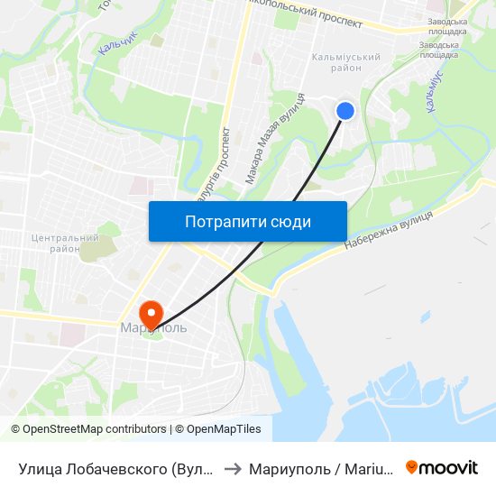 Улица Лобачевского (Вулиця Лобачевського) to Мариуполь / Mariupol (Маріуполь) map