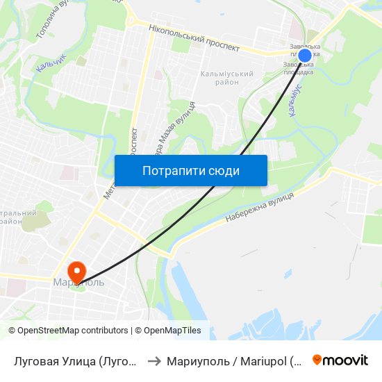 Луговая Улица (Лугова Вулиця) to Мариуполь / Mariupol (Маріуполь) map