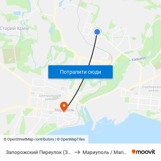 Запорожский Переулок (Запорізький Провулок) to Мариуполь / Mariupol (Маріуполь) map