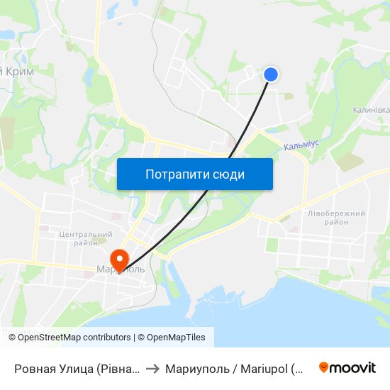 Ровная Улица (Рівна Вулиця) to Мариуполь / Mariupol (Маріуполь) map