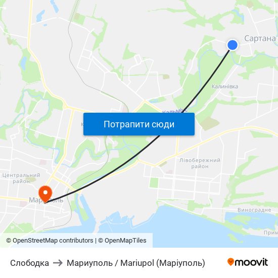 Слободка to Мариуполь / Mariupol (Маріуполь) map
