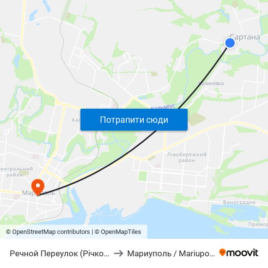 Речной Переулок (Річковий Провулок) to Мариуполь / Mariupol (Маріуполь) map