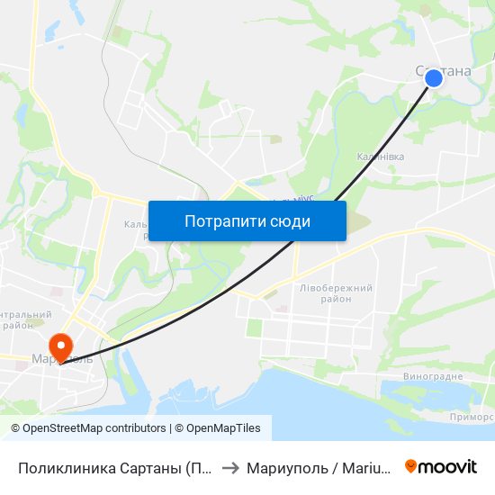 Поликлиника Сартаны (Поліклініка Сартани) to Мариуполь / Mariupol (Маріуполь) map