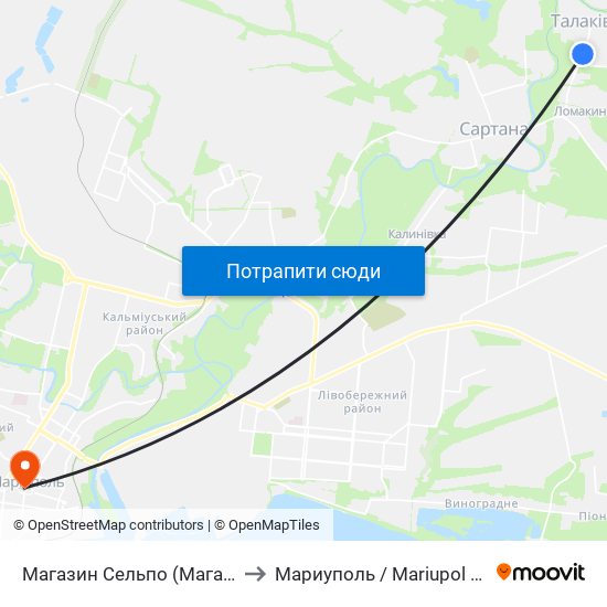 Магазин Сельпо (Магазин Сільпо) to Мариуполь / Mariupol (Маріуполь) map