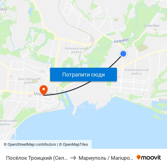 Посёлок Троицкий (Селище Троїцьке) to Мариуполь / Mariupol (Маріуполь) map