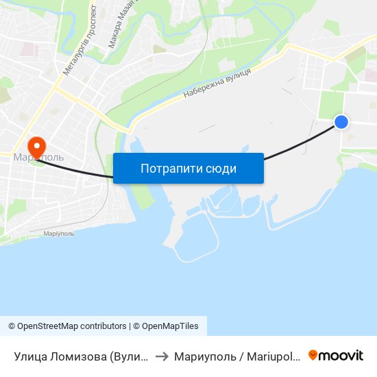 Улица Ломизова (Вулиця Ломізова) to Мариуполь / Mariupol (Маріуполь) map