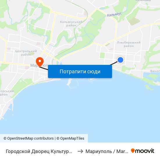 Городской Дворец Культуры (Міський Палац Культури) to Мариуполь / Mariupol (Маріуполь) map