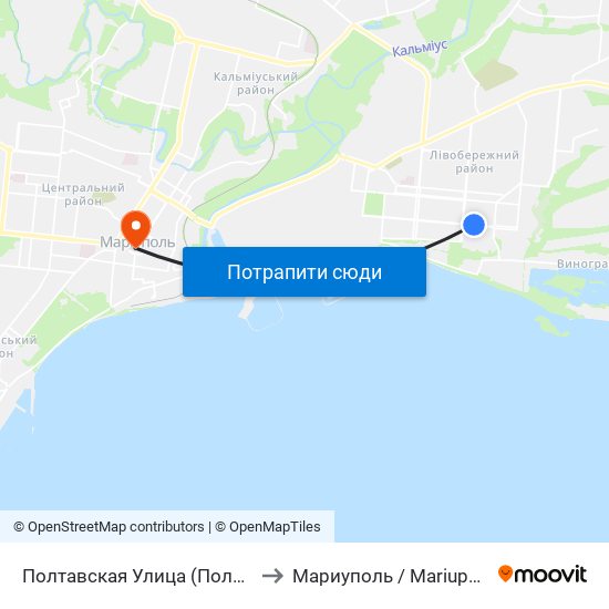 Полтавская Улица (Полтавська Вулиця) to Мариуполь / Mariupol (Маріуполь) map