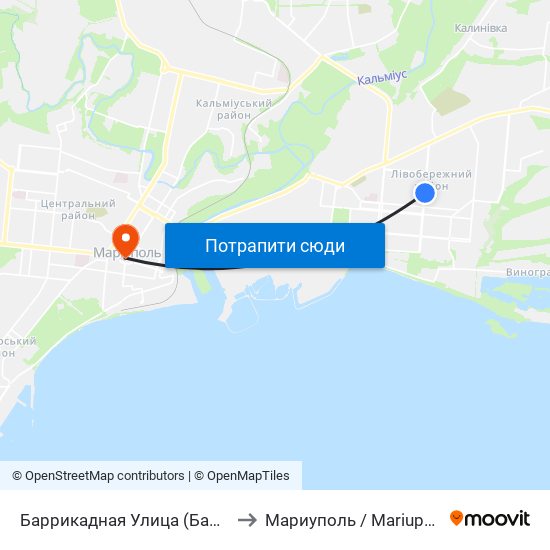 Баррикадная Улица (Барикадна Вулиця) to Мариуполь / Mariupol (Маріуполь) map